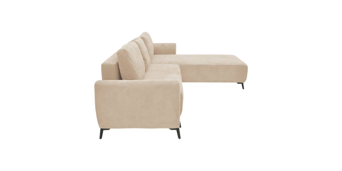 Kαναπές κρεβάτι τριθέσιος αναστρέψιμος Settee pakoworld ύφασμα με αποθηκευτικό χώρο σε μπεζ απόχρωση 286x204x93εκ