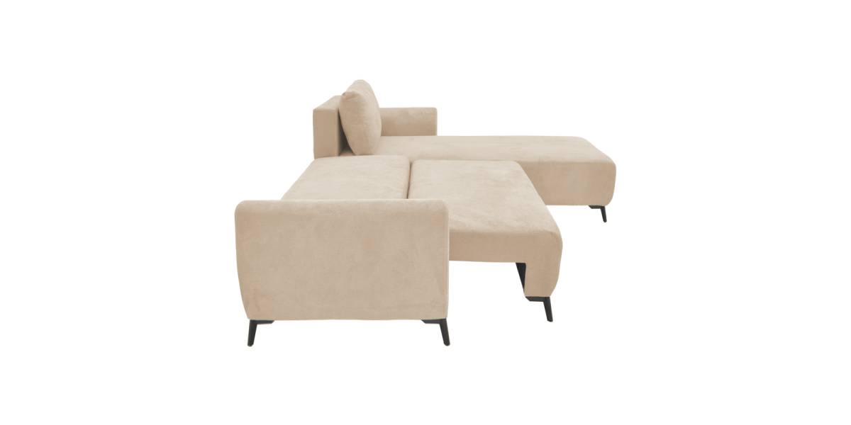 Kαναπές κρεβάτι τριθέσιος αναστρέψιμος Settee pakoworld ύφασμα με αποθηκευτικό χώρο σε μπεζ απόχρωση 286x204x93εκ