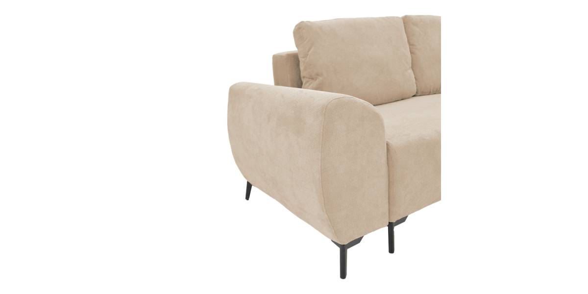 Kαναπές κρεβάτι τριθέσιος αναστρέψιμος Settee pakoworld ύφασμα με αποθηκευτικό χώρο σε μπεζ απόχρωση 286x204x93εκ