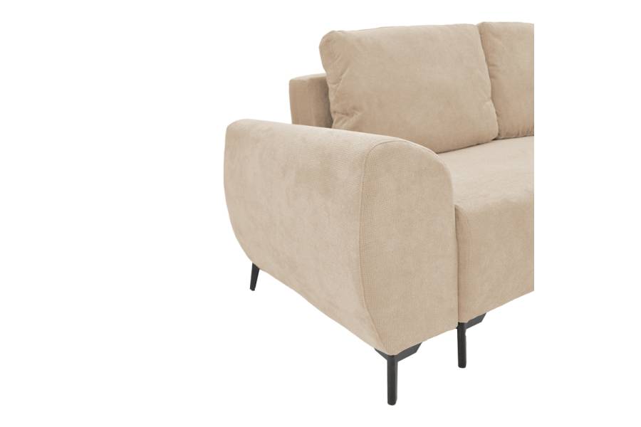 Kαναπές κρεβάτι τριθέσιος αναστρέψιμος Settee pakoworld ύφασμα με αποθηκευτικό χώρο σε μπεζ απόχρωση 286x204x93εκ