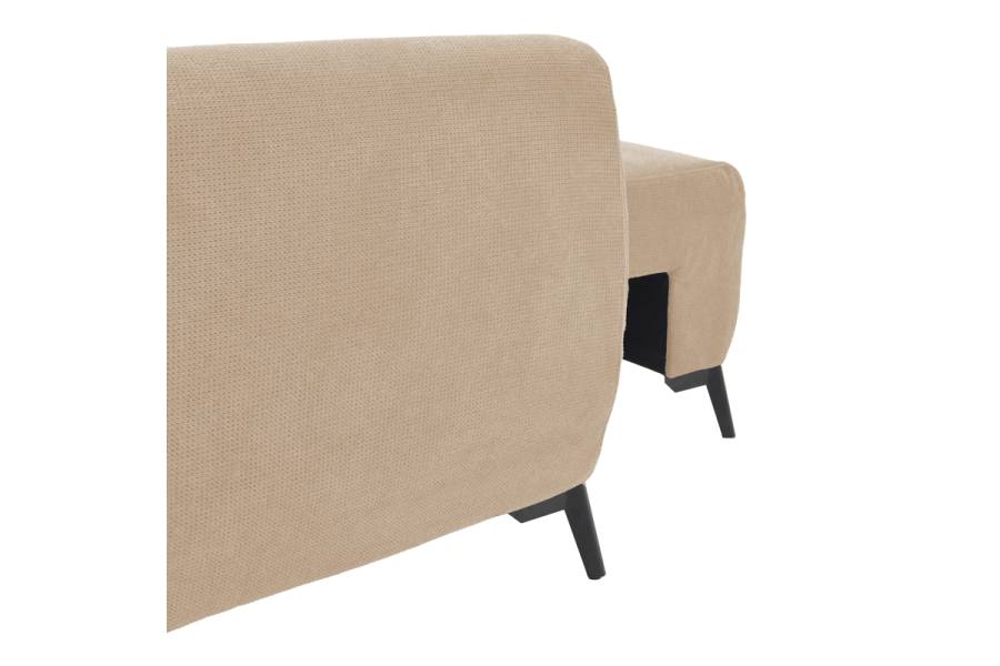 Kαναπές κρεβάτι τριθέσιος αναστρέψιμος Settee pakoworld ύφασμα με αποθηκευτικό χώρο σε μπεζ απόχρωση 286x204x93εκ