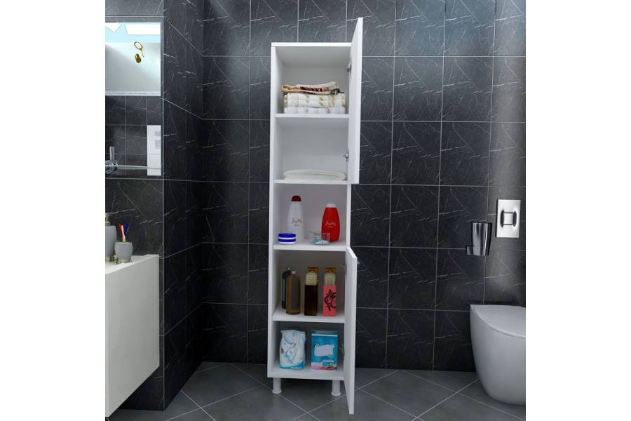 Ντουλάπα-στήλη Wanka pakoworld σε λευκή απόχρωση 30x32x144εκ