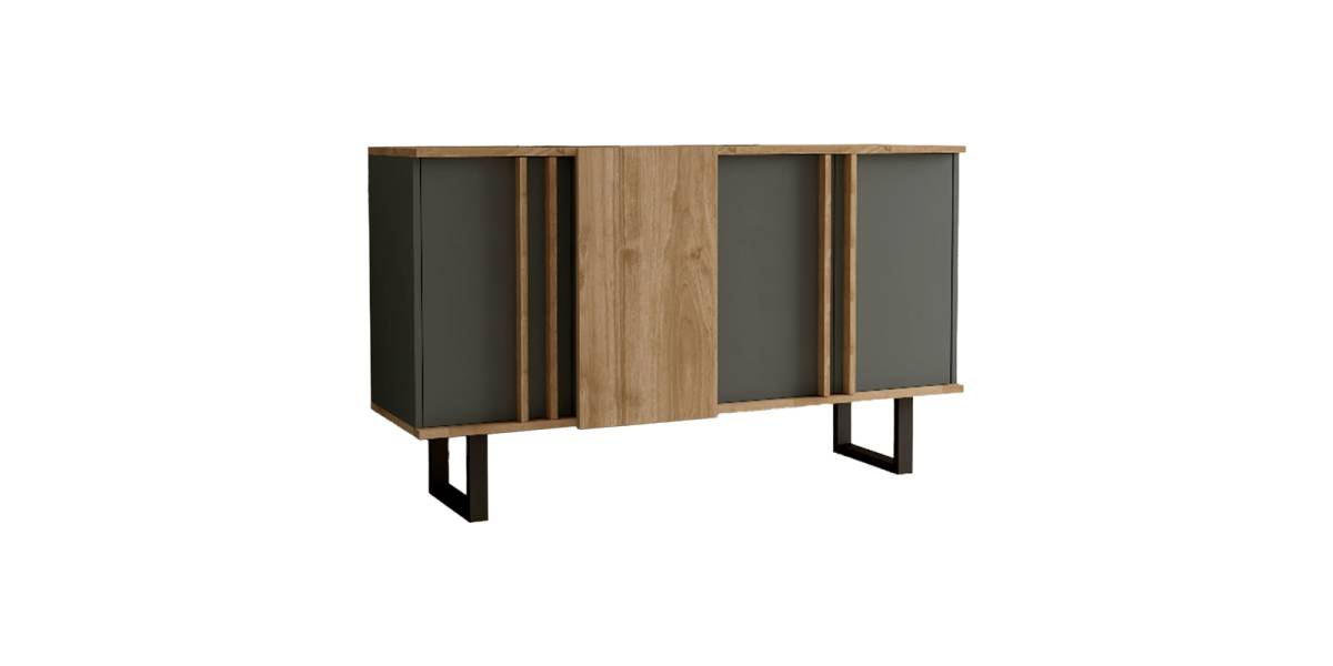 Μπουφές Amanda I pakoworld σε ανθρακί-καρυδί απόχρωση 160x74x79εκ