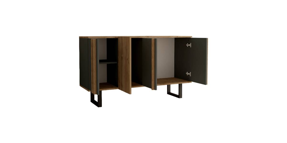 Μπουφές Amanda I pakoworld σε ανθρακί-καρυδί απόχρωση 160x74x79εκ