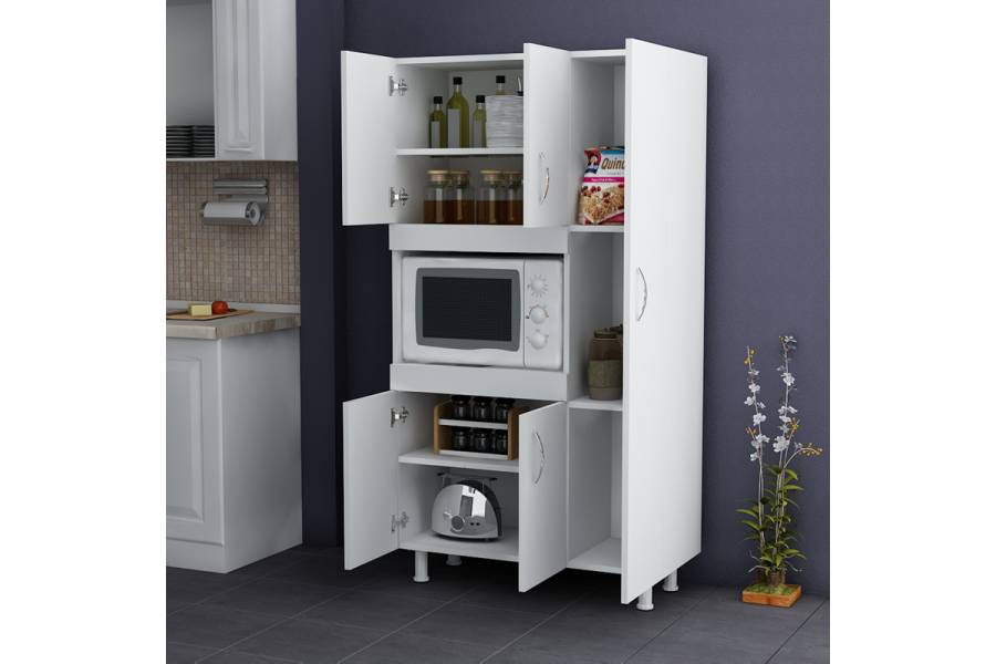 Ντουλάπα κουζίνας Defne pakoworld σε λευκή απόχρωση 89x37.5x160εκ