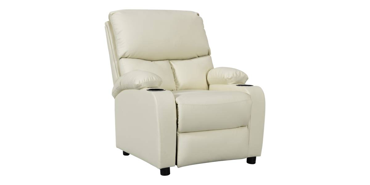 Πολυθρόνα relax με ποτηροθήκη Gartia pakoworld pu σε κρεμ απόχρωση 79x94x102εκ