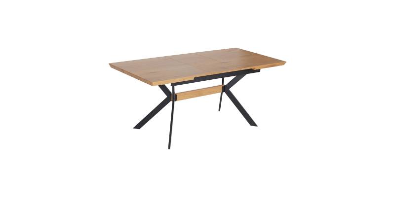 Τραπέζι Jessamy pakoworld επεκτεινόμενο MDF 43mm σε φυσική απόχρωση και πόδι μεταλλικό μαύρο 160/200x90x76εκ