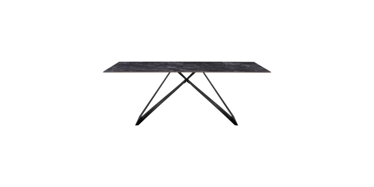 Τραπέζι Meja pakoworld Sintered stone μαύρο με μεταλλικά πόδια σε μαύρη απόχρωση 200x100x76εκ