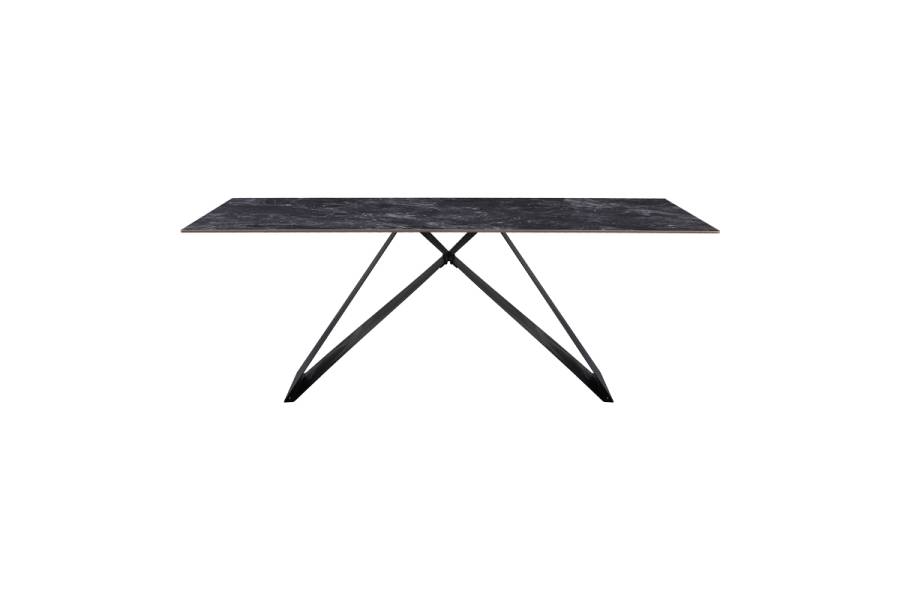 Τραπέζι Meja pakoworld Sintered stone μαύρο με μεταλλικά πόδια σε μαύρη απόχρωση 200x100x76εκ