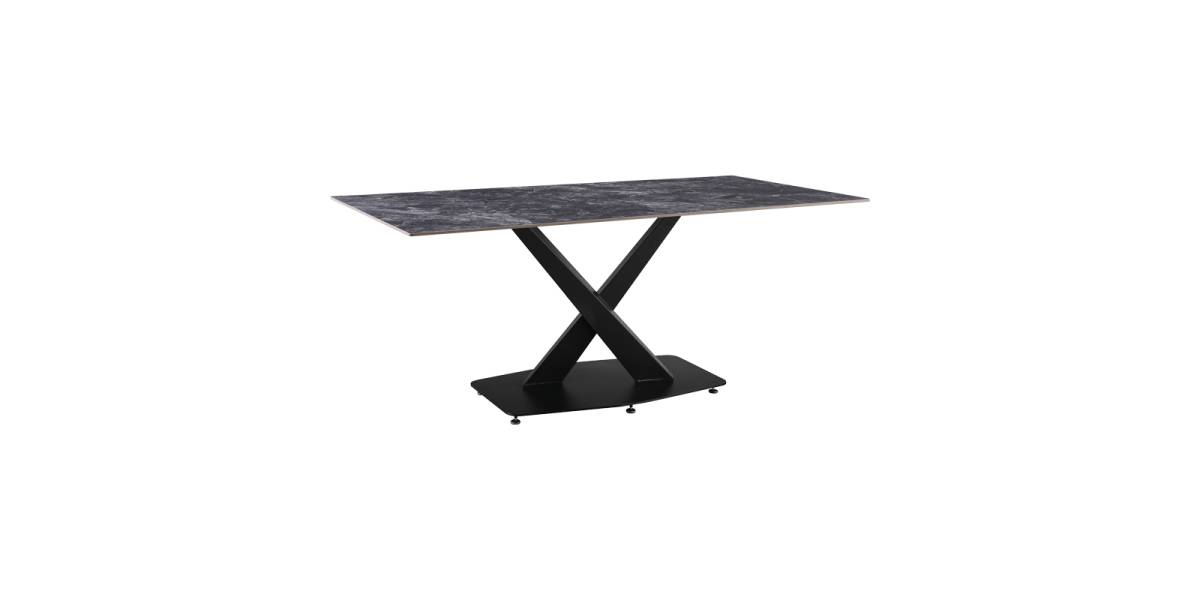 Τραπέζι Tafel pakoworld Sintered stone μαύρο με μεταλλικά πόδια σε μαύρη απόχρωση 180x90x76εκ