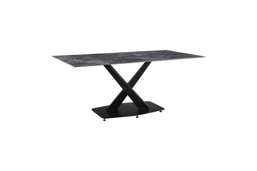 Τραπέζι Tafel pakoworld Sintered stone μαύρο με μεταλλικά πόδια σε μαύρη απόχρωση 180x90x76εκ