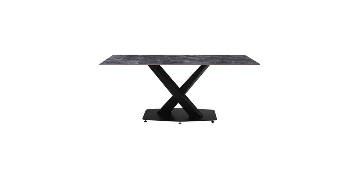 Τραπέζι Tafel pakoworld Sintered stone μαύρο με μεταλλικά πόδια σε μαύρη απόχρωση 180x90x76εκ