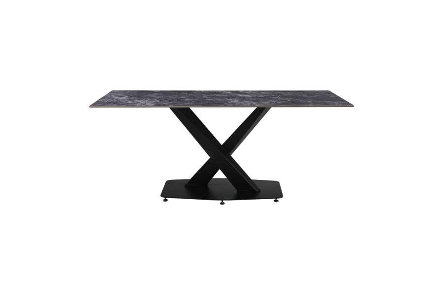 Τραπέζι Tafel pakoworld Sintered stone μαύρο με μεταλλικά πόδια σε μαύρη απόχρωση 180x90x76εκ
