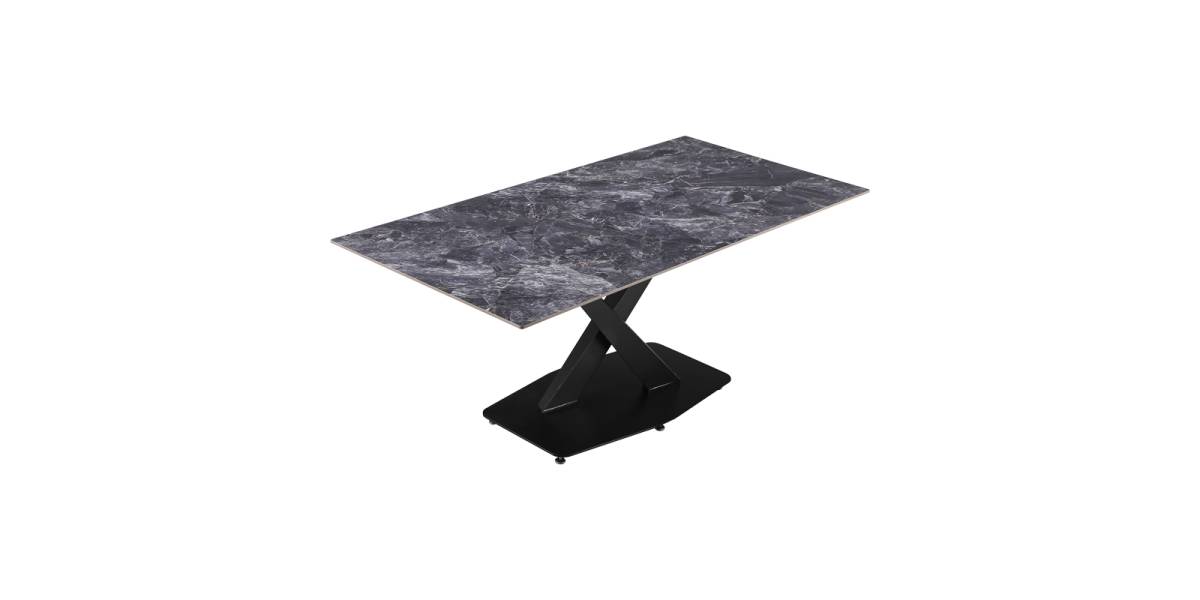 Τραπέζι Tafel pakoworld Sintered stone μαύρο με μεταλλικά πόδια σε μαύρη απόχρωση 180x90x76εκ