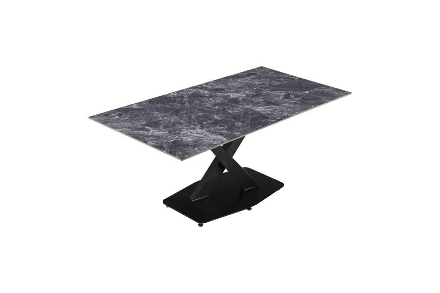Τραπέζι Tafel pakoworld Sintered stone μαύρο με μεταλλικά πόδια σε μαύρη απόχρωση 180x90x76εκ
