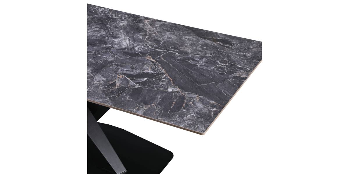 Τραπέζι Tafel pakoworld Sintered stone μαύρο με μεταλλικά πόδια σε μαύρη απόχρωση 180x90x76εκ