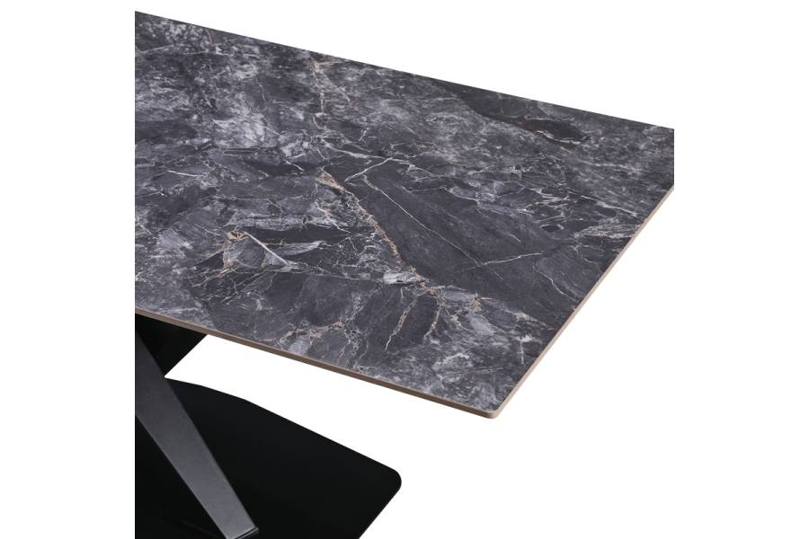 Τραπέζι Tafel pakoworld Sintered stone μαύρο με μεταλλικά πόδια σε μαύρη απόχρωση 180x90x76εκ