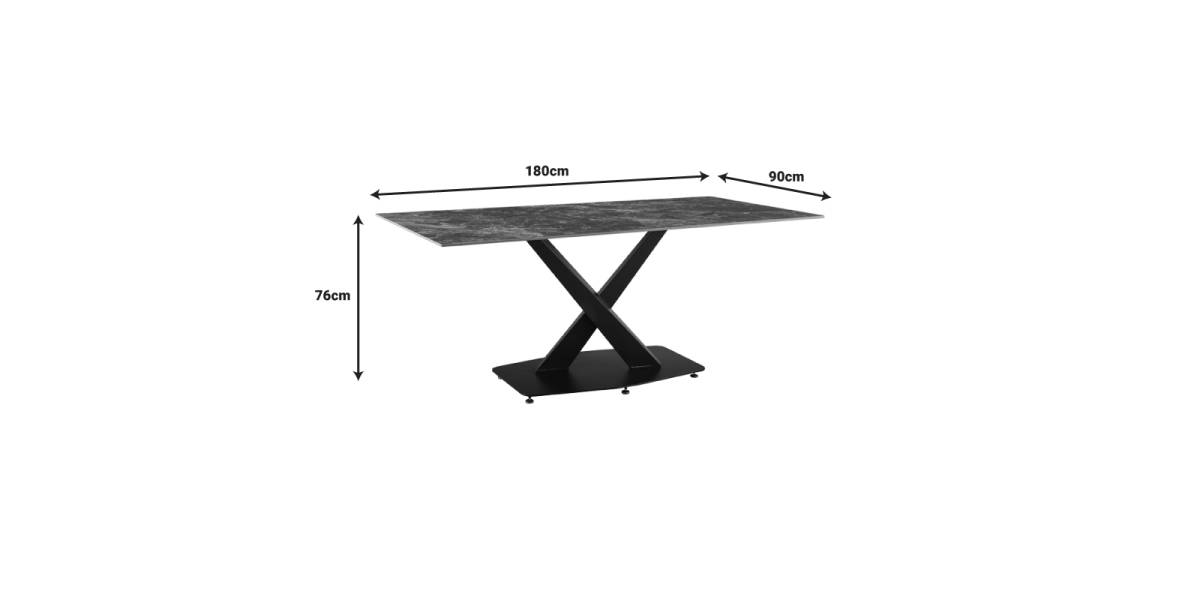 Τραπέζι Tafel pakoworld Sintered stone μαύρο με μεταλλικά πόδια σε μαύρη απόχρωση 180x90x76εκ