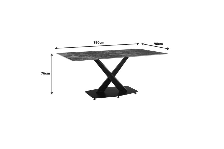 Τραπέζι Tafel pakoworld Sintered stone μαύρο με μεταλλικά πόδια σε μαύρη απόχρωση 180x90x76εκ