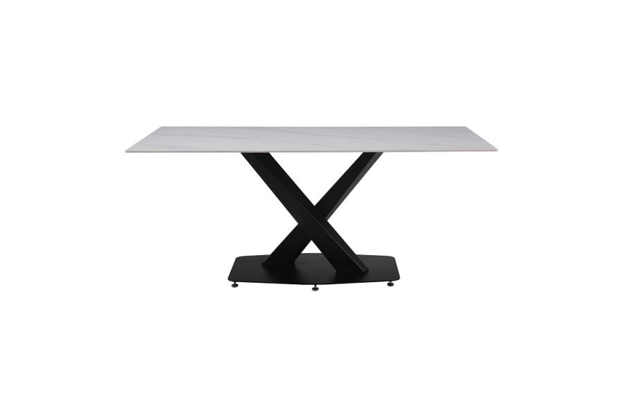 Τραπέζι Tafel pakoworld Sintered stone λευκό με μεταλλικά πόδια σε μαύρη απόχρωση 180x90x76εκ