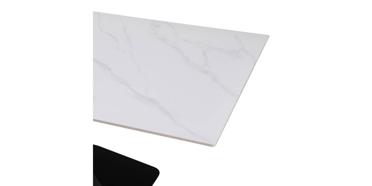Τραπέζι Tafel pakoworld Sintered stone λευκό με μεταλλικά πόδια σε μαύρη απόχρωση 180x90x76εκ