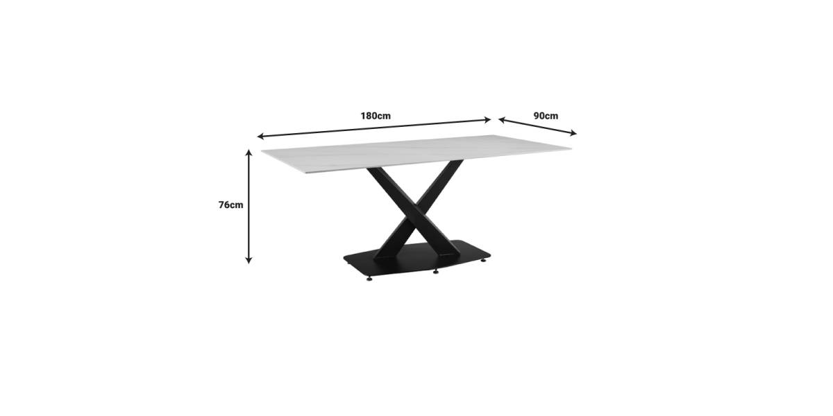 Τραπέζι Tafel pakoworld Sintered stone λευκό με μεταλλικά πόδια σε μαύρη απόχρωση 180x90x76εκ