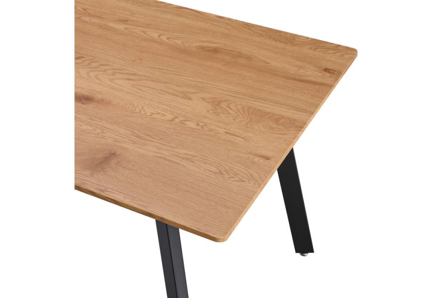 Τραπέζι Toafel pakoworld MDF σε φυσική απόχρωση με μαύρα μεταλλικά πόδια 120x80x75εκ
