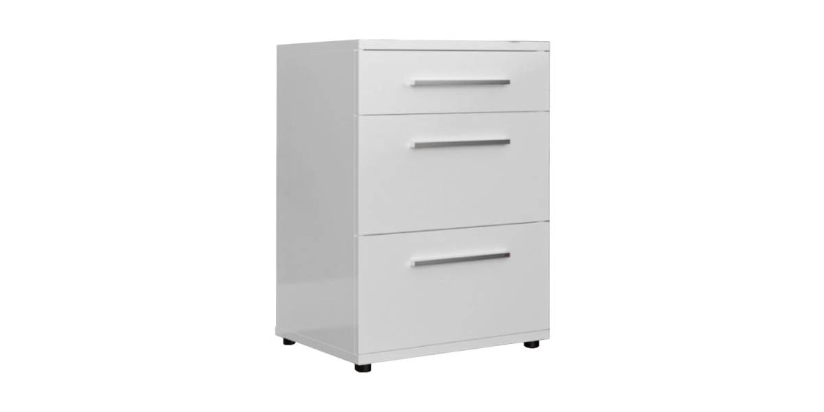 Κομοδίνο Elegance pakoworld με 3 συρτάρια σε λευκή απόχρωση 40x39x57εκ