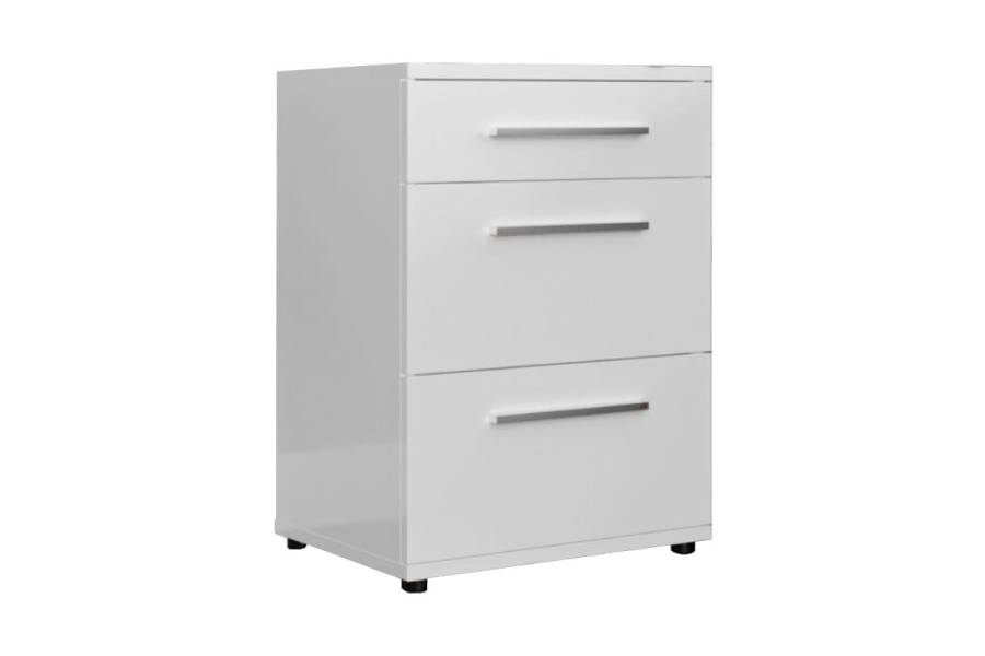 Κομοδίνο Elegance pakoworld με 3 συρτάρια σε λευκή απόχρωση 40x39x57εκ