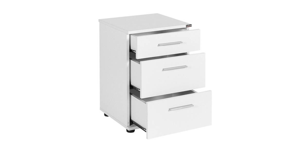 Κομοδίνο Elegance pakoworld με 3 συρτάρια σε λευκή απόχρωση 40x39x57εκ