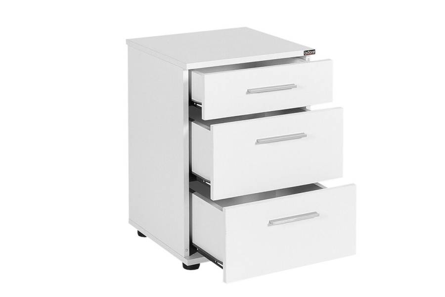 Κομοδίνο Elegance pakoworld με 3 συρτάρια σε λευκή απόχρωση 40x39x57εκ