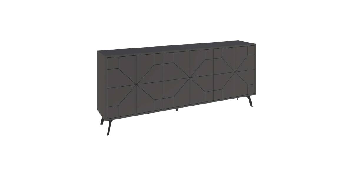 Μπουφές Dune pakoworld σε ανθρακί απόχρωση 181x35x77.4εκ