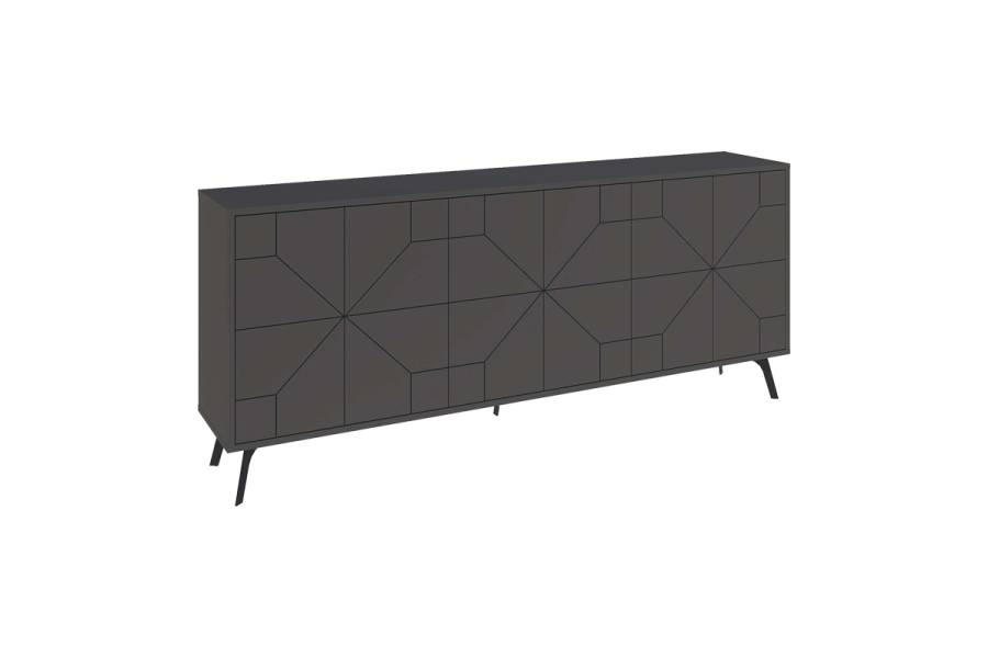 Μπουφές Dune pakoworld σε ανθρακί απόχρωση 181x35x77.4εκ