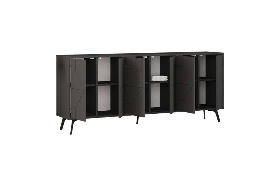 Μπουφές Dune pakoworld σε ανθρακί απόχρωση 181x35x77.4εκ