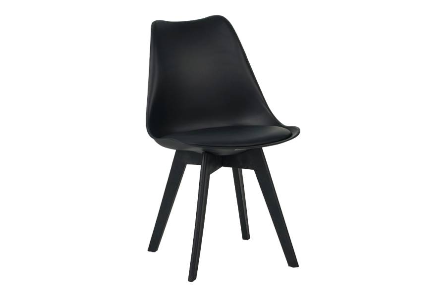 Καρέκλα Gaston I pakoworld PP-PU σε μαύρη απόχρωση 48.5x53.5x81.5εκ
