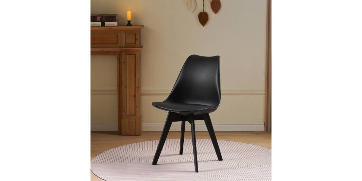 Καρέκλα Gaston I pakoworld PP-PU σε μαύρη απόχρωση 48.5x53.5x81.5εκ