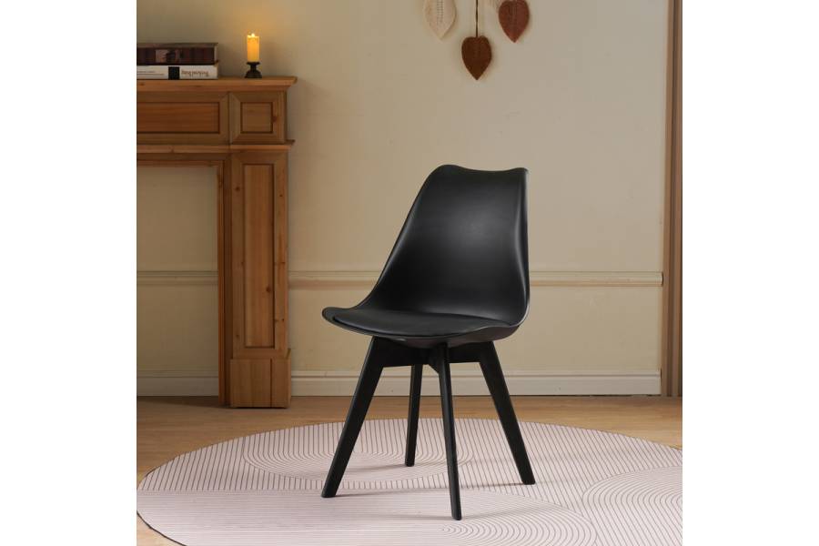 Καρέκλα Gaston I pakoworld PP-PU σε μαύρη απόχρωση 48.5x53.5x81.5εκ