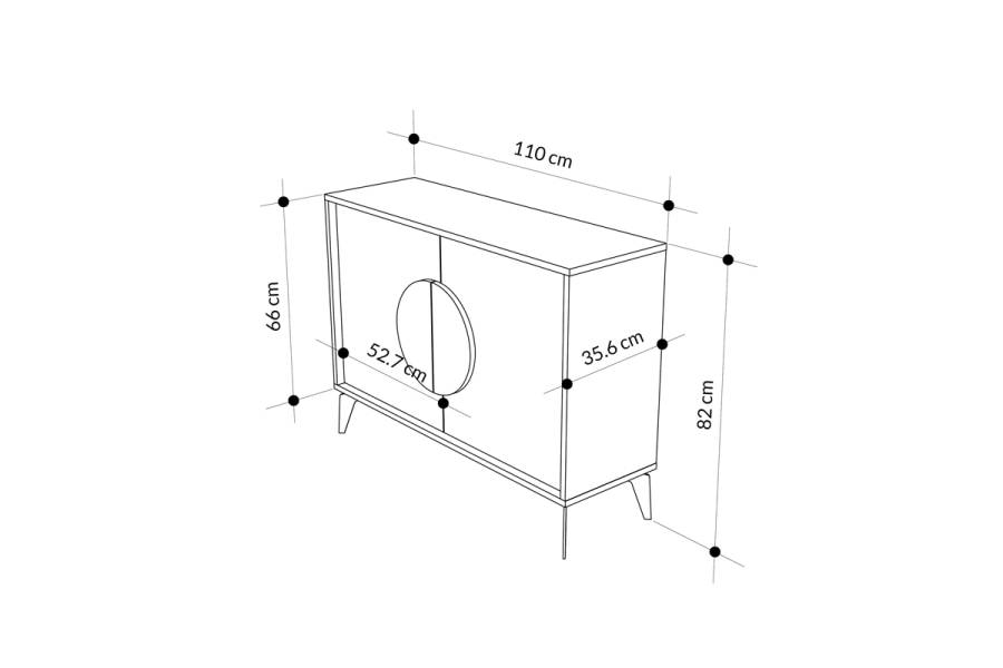 Μπουφές Gora pakoworld σε απόχρωση ανοιχτό καρυδί 110x35.6x82εκ