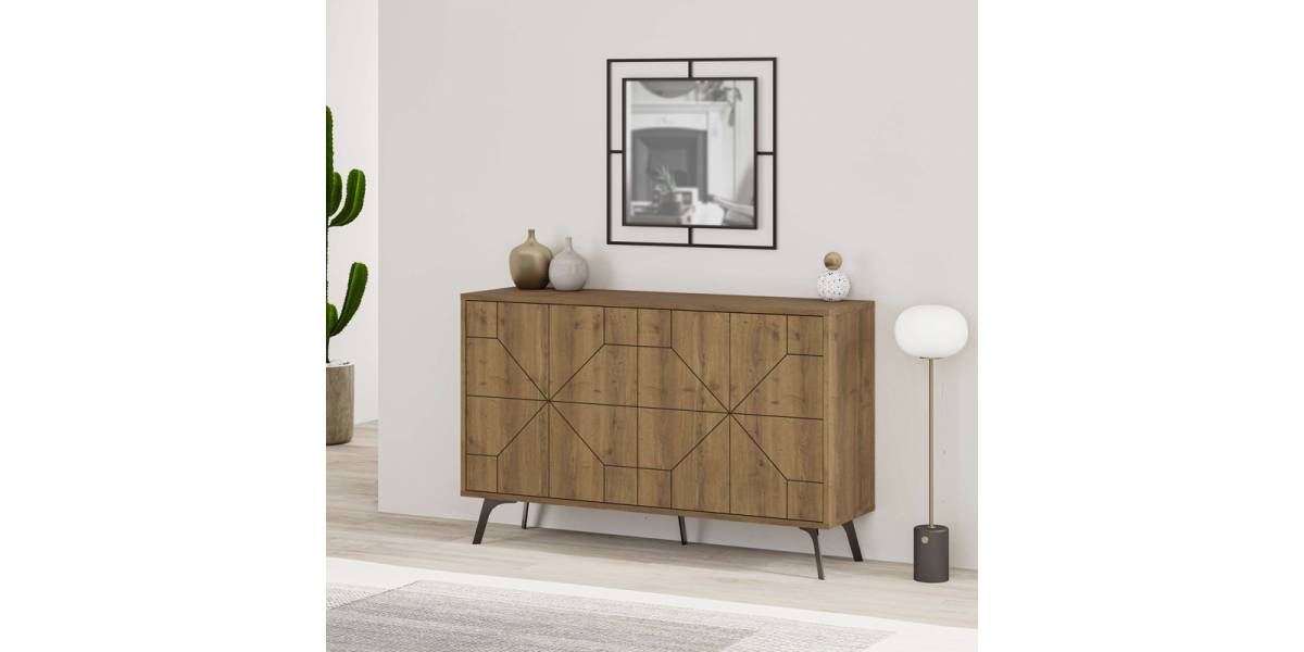 Μπουφές Dune pakoworld σε καρυδί απόχρωση 123x35x77.4εκ