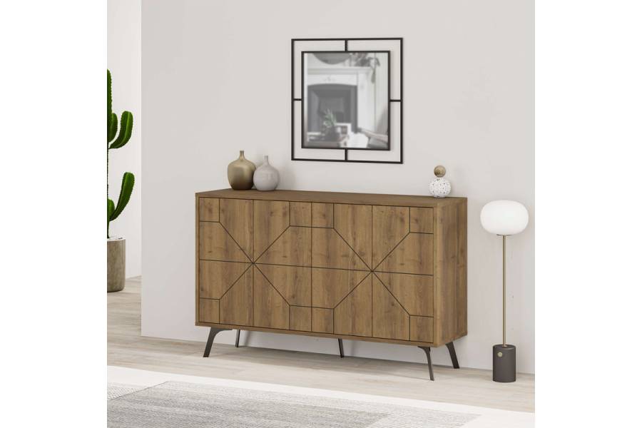 Μπουφές Dune pakoworld σε καρυδί απόχρωση 123x35x77.4εκ