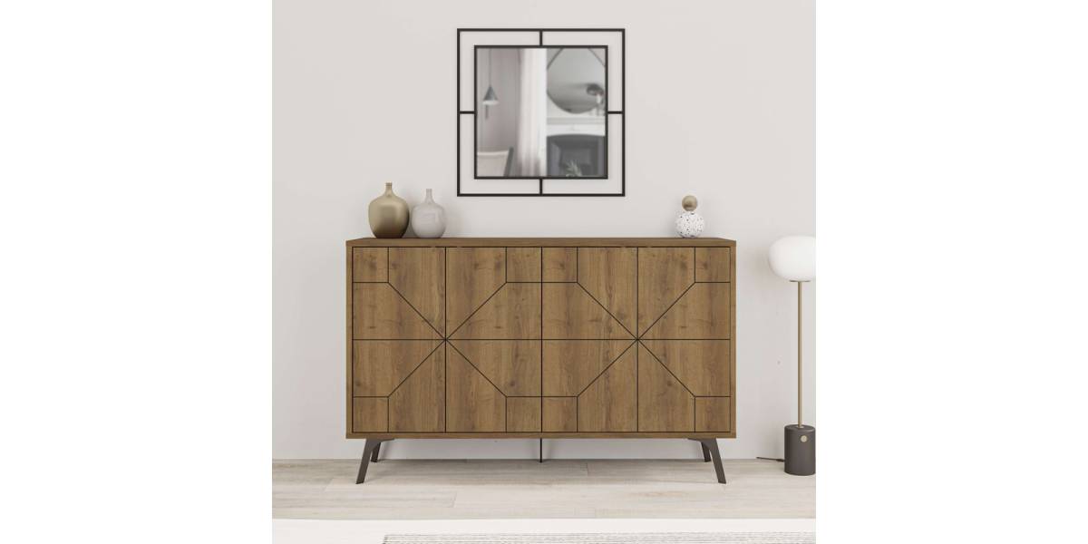 Μπουφές Dune pakoworld σε καρυδί απόχρωση 123x35x77.4εκ