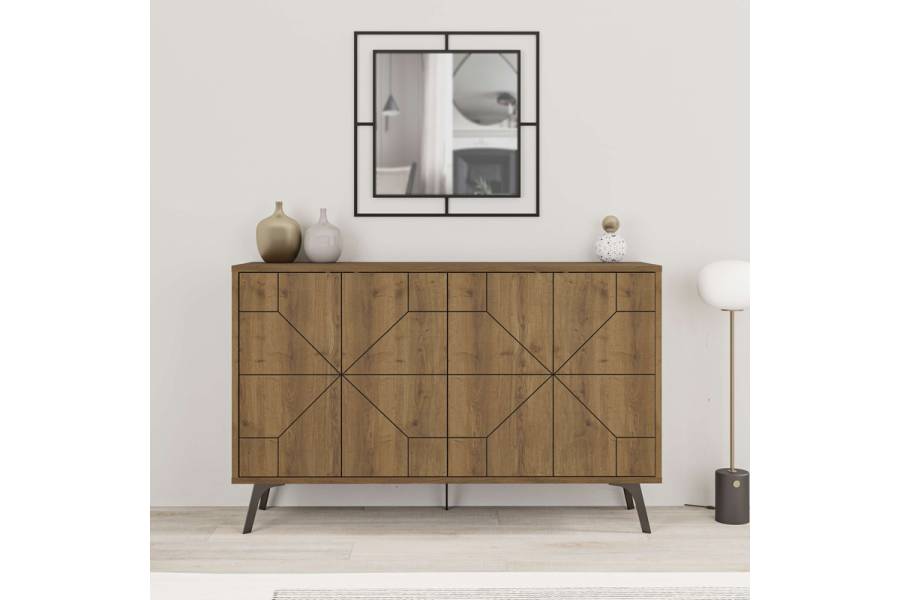 Μπουφές Dune pakoworld σε καρυδί απόχρωση 123x35x77.4εκ