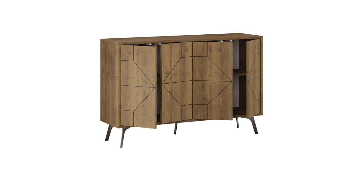 Μπουφές Dune pakoworld σε καρυδί απόχρωση 123x35x77.4εκ
