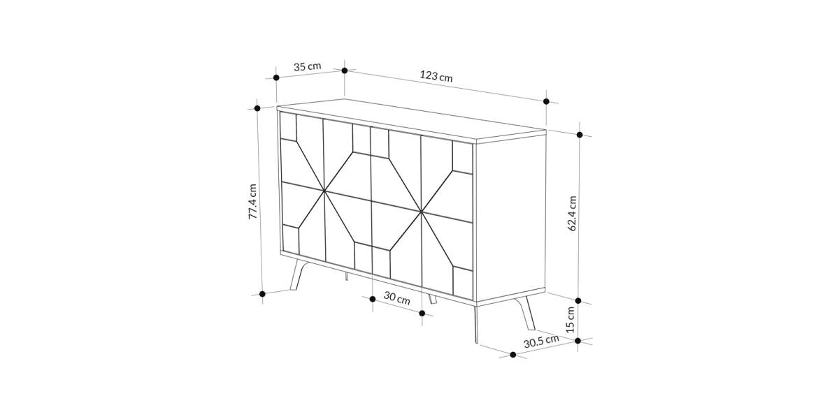 Μπουφές Dune pakoworld σε καρυδί απόχρωση 123x35x77.4εκ