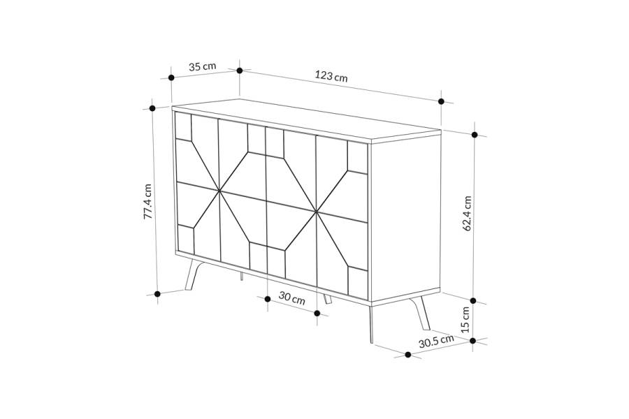 Μπουφές Dune pakoworld σε καρυδί απόχρωση 123x35x77.4εκ