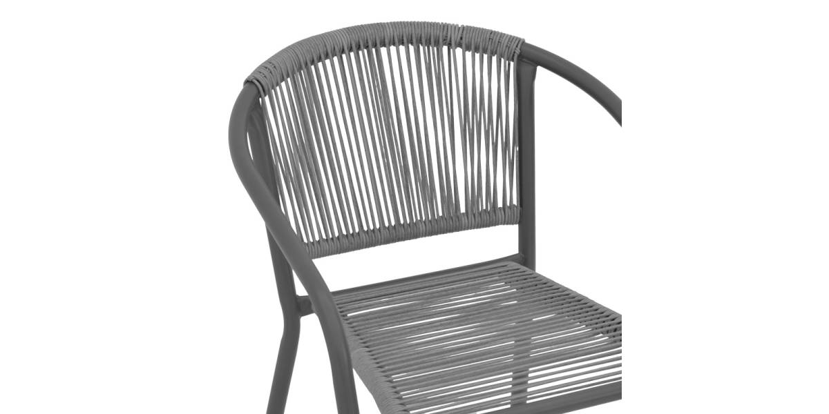 Πολυθρόνα Lindaria pakoworld στοιβαζόμενη μέταλλο-pe rattan σε ανθρακί απόχρωση 54x63x74εκ