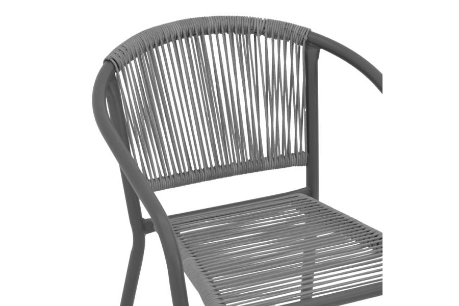 Πολυθρόνα Lindaria pakoworld στοιβαζόμενη μέταλλο-pe rattan σε ανθρακί απόχρωση 54x63x74εκ