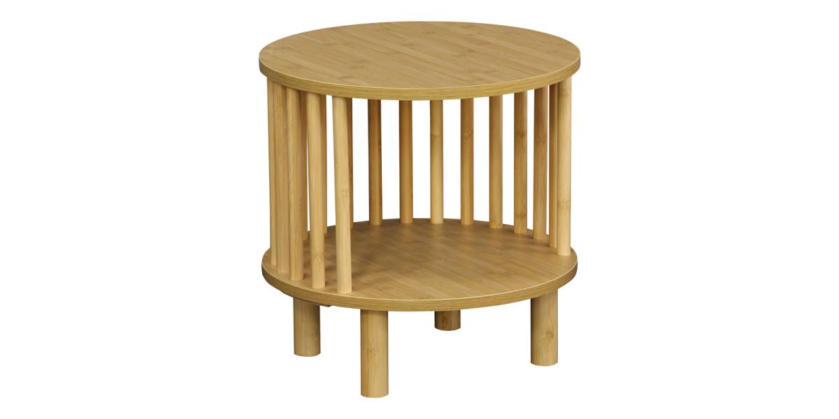 Κομοδίνο Nodial pakoworld MDF/Bamboo σε φυσική απόχρωση Φ40x40εκ