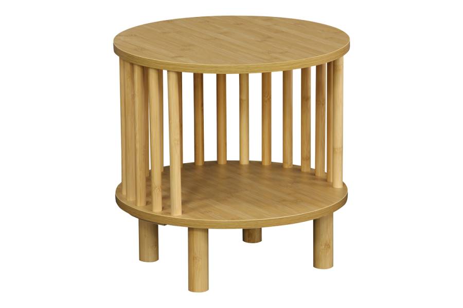 Κομοδίνο Nodial pakoworld MDF/Bamboo σε φυσική απόχρωση Φ40x40εκ