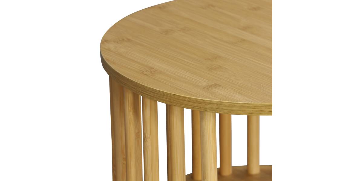 Κομοδίνο Nodial pakoworld MDF/Bamboo σε φυσική απόχρωση Φ40x40εκ